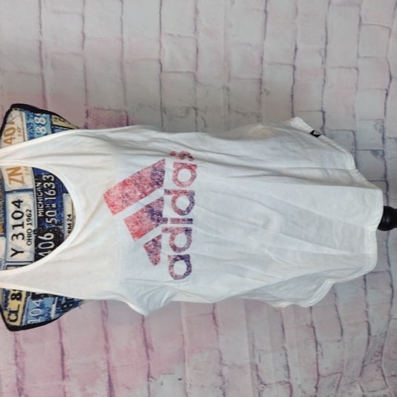 ADIDAS - lot of 2 racer back tank top snowcone black and white size large - Picture 2 of 7